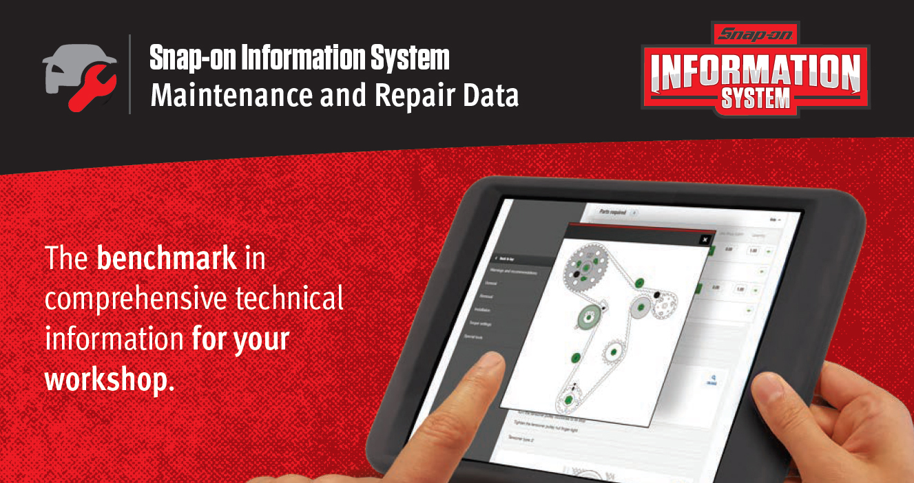 Snap-on Information System Maintenance and Repair Data is an intuitive, easy-to-use system, refined over years of development. It covers most of the essential mechanical repair information. The key to data is not just its quality, accuracy, usefulness and relevance but also how it is presented for your benefit.